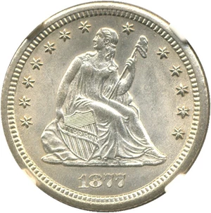 image for: 1877-CC 25c NGC MS64 * Carson City Mint *