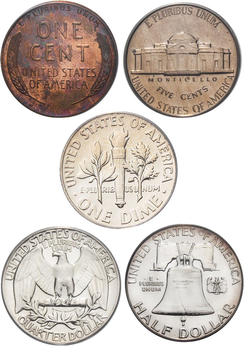 image for: 1950 Proof Set PCGS PR64RB (1c), PR66 (5c), PR66 (10c), PR66 (25c), PR62 (50c)