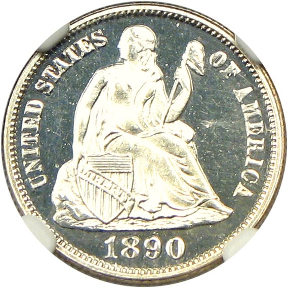image for: 1890 10c NGC Proof 65 Cameo