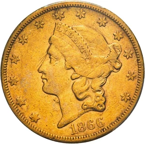 image for: 1866-S $20 PCGS AU50 (No Motto) - Important Key Date