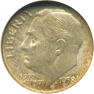 image for: 1958-D 10c NGC MS67 - Pretty Reverse Toning