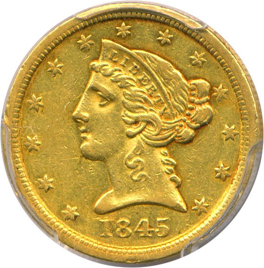 image for: 1845-O $5 PCGS AU50