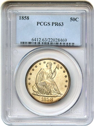 image for: 1858 50c PCGS Proof 63 * Very Low Mintage *