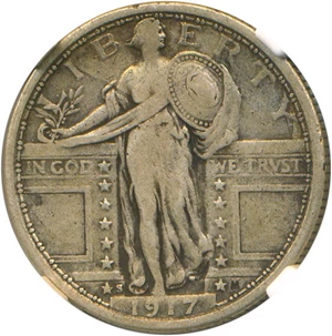image for: 1917-S 25c NGC F15 (Type 1)