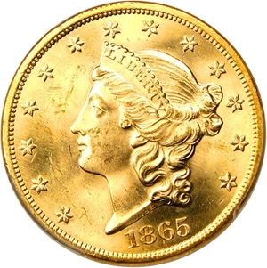 image for: 1865 $20 PCGS/CAC MS64 - Rare Civil War Gold