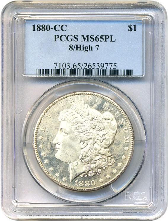 image for: 1880-CC $1 PCGS MS65 PL (8/High 7)