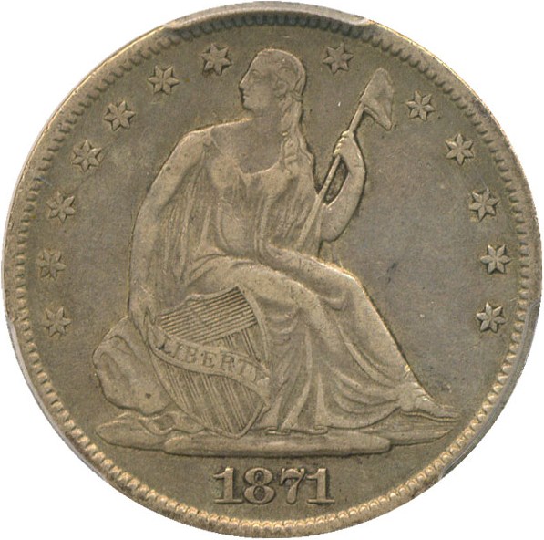 image for: 1871-S 50c PCGS/CAC VF35