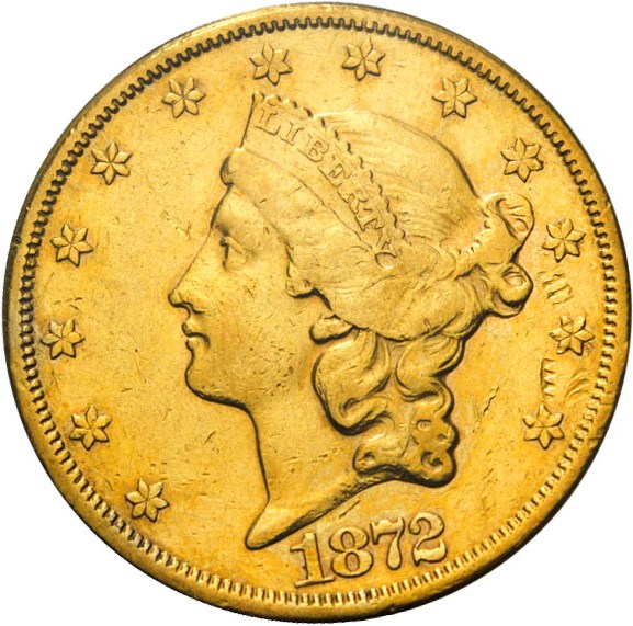 image for: 1872-CC $20 PCGS VF35 * Carson City Gold *