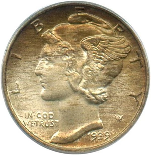 image for: 1939 10c PCGS MS65