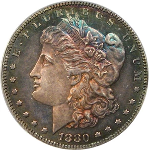 image for: 1880 $1 PCGS/CAC Proof 64 - Richly Toned Proof with Rainbow Colors
