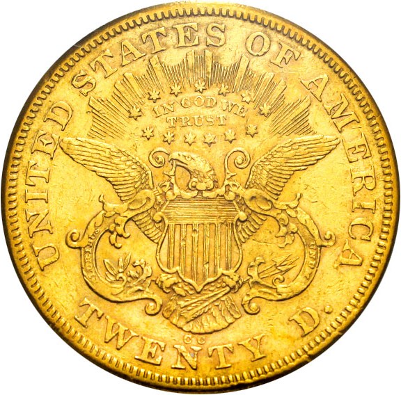 image for: 1872-CC $20 PCGS VF35 * Carson City Gold *