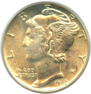 image for: 1943 10c PCGS MS64 FB