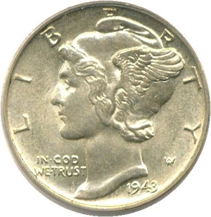 image for: 1943 10c PCGS MS64 FB
