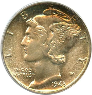 image for: 1943-S 10c PCGS MS66 * Pretty Toning *