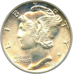 image for: 1945-D 10c PCGS MS64