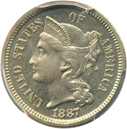 image for: 1887/(6) 3cN PCGS/CAC Proof 65