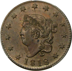image for: 1818 1c PCGS/CAC MS63 BN