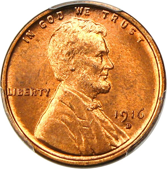 image for: 1916-D 1c PCGS MS65 RD