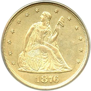 image for: 1876 20c PCGS MS65 OGH - Desirable 20-Cent Issue