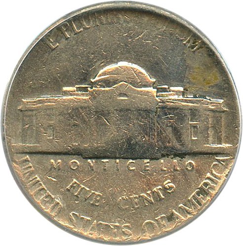 image for: Mint Error: 1975 5c PCGS VF20 (Struck on underweight plcht, 59 grains, 3.82 g)