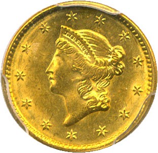 image for: 1850 G$1 PCGS/CAC MS63