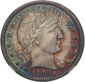 image for: 1894 25c NGC Proof 64 - Colorful Toning - No Reserve!