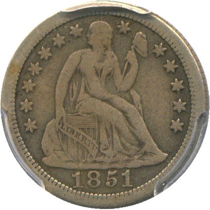 image for: 1851-O 10c PCGS/CAC F12 - Key Date New Orleans