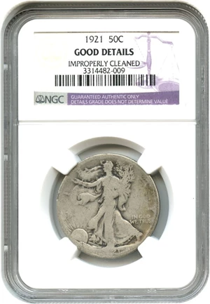 image for: 1921 50c NGC Good Details (Improperly Cleaned)