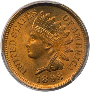 image for: 1898 1c PCGS/CAC MS65 RB * Nearly full red *