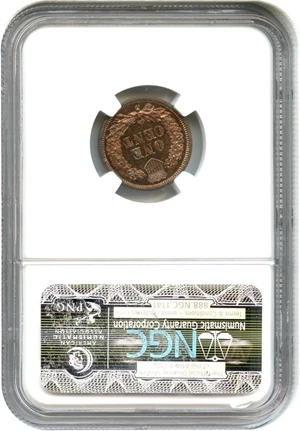 image for: Mint Error: 1868 1c NGC Proof 62 RB (Rotated Dies)