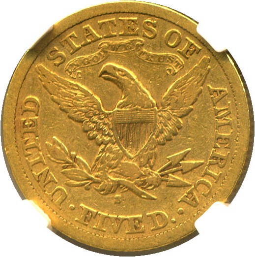 image for: 1871-S $5 NGC/CAC VF25 - Low Mintage Date