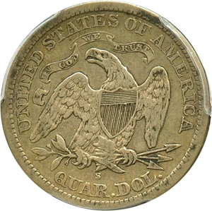 image for: 1866-S 25c PCGS/CAC VF35 - Key Date