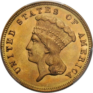 image for: 1859 $3 PCGS/CAC MS64 - Low Mintage