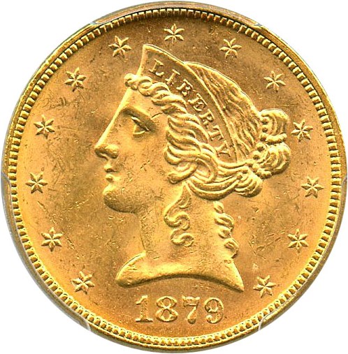 image for: 1879 $5 PCGS MS64 - Scarce High Grade Half Eagle