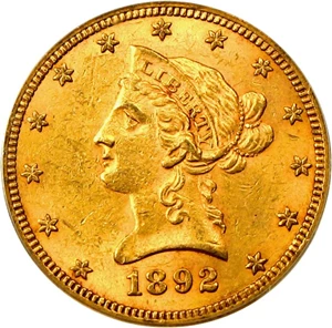 image for: 1892-CC $10 PCGS/CAC AU55 OGH - Gold CAC