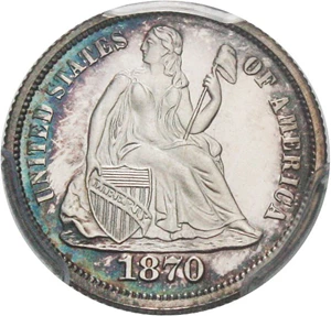image for: 1870 10c PCGS Proof 65 CAM - Colorful Toning