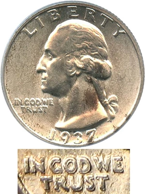 image for: 1937 25c PCGS/CAC MS63 (Doubled Die Obverse) - Key Date
