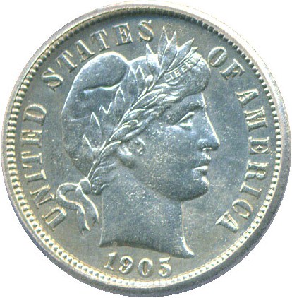 image for: 1905-O 10c ICG AU55 Details, Cleaned (Micro O) - Rarely seen variety