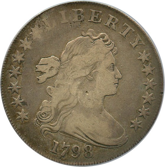 image for: 1798 $1 PCGS/CAC F12 (B-14 BB-122) - Large Eagle Bust Dollar - No Reserve!