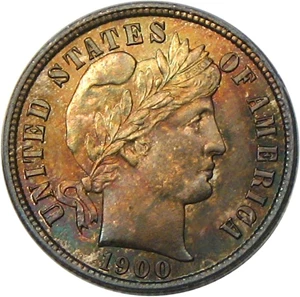 image for: 1900-S 10c PCGS/CAC MS65 - Colorful Toning