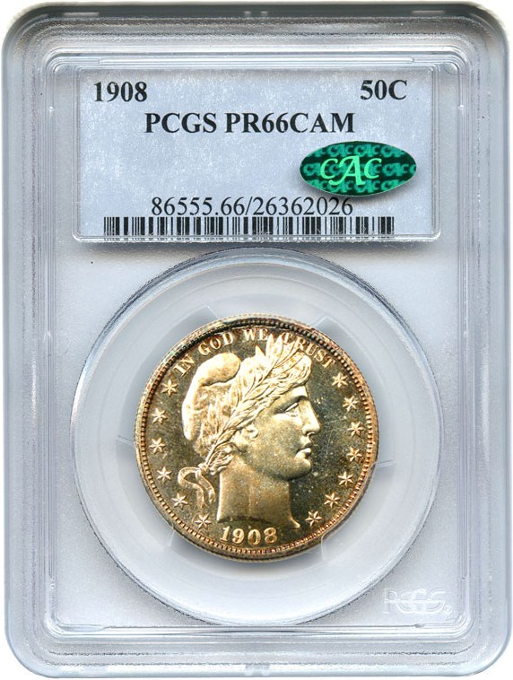 image for: 1908 50c PCGS/CAC Proof 66 CAM - No Reserve!