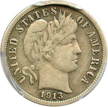 image for: 1913-S 10c PCGS/CAC VF25