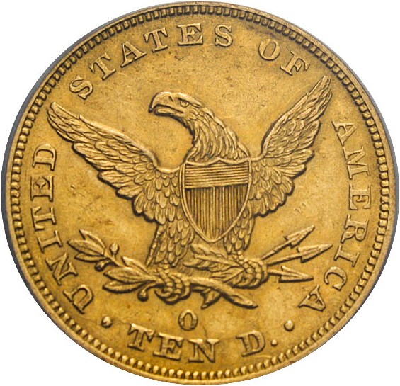 image for: 1849-O $10 PCGS AU53 - New Orleans Mint