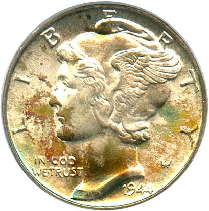 image for: 1944-D 10c PCGS/CAC MS68 - Colorful Toning - No Reserve!