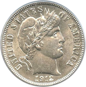 image for: 1912-D 10c PCGS MS64