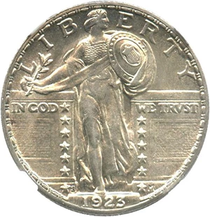 image for: 1923-S 25c NGC MS62 FH - Key Date Full Head Standing Quarter