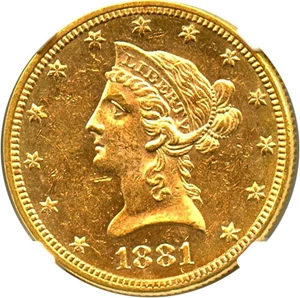 image for: 1881 $10 NGC MS61 PL