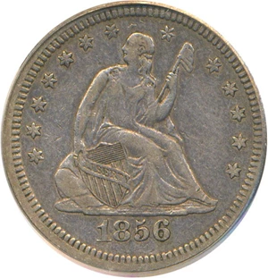 image for: 1856 25c PCGS/CAC XF40