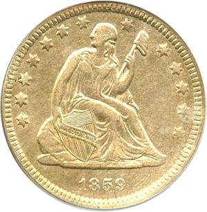image for: 1859-O 25c PCGS AU50