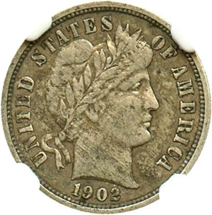 image for: 1902-O 10c NGC XF45